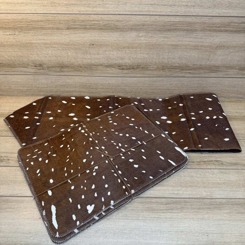 Dekoland Cowhide Hair On Hide Leather Table Runner 4 Placemats Western Cowboy